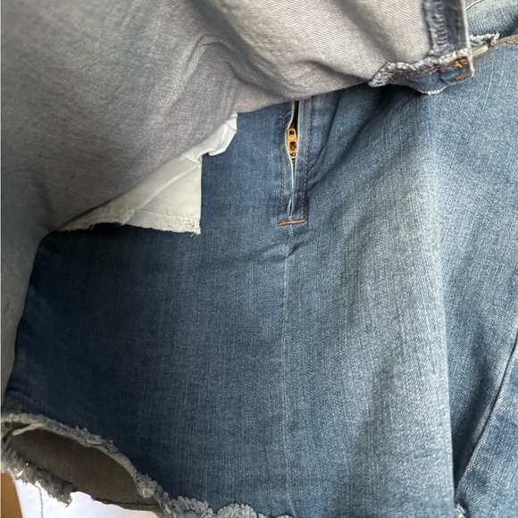 Blue and Gold Asymmetrical Wrap Mini Skirt - Picture 4 of 4